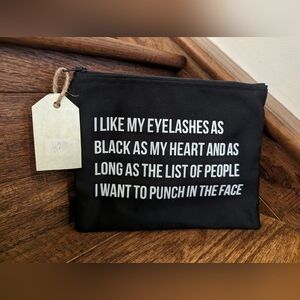 Makeup bag, black eyelashes black heart